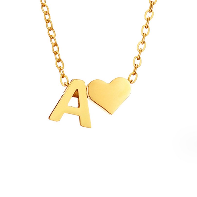 Initialen Ketting met Hart – 14K Goud Verguld & Waterproof