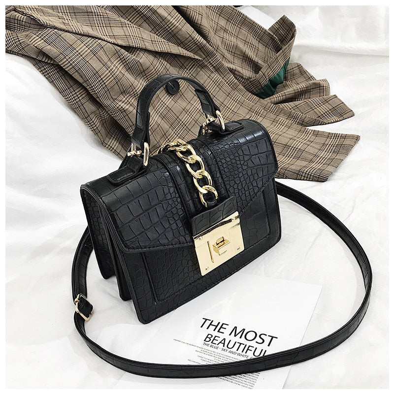 Designer Crossbody Handtas Dames – Snakeprint met Kettingsluiting