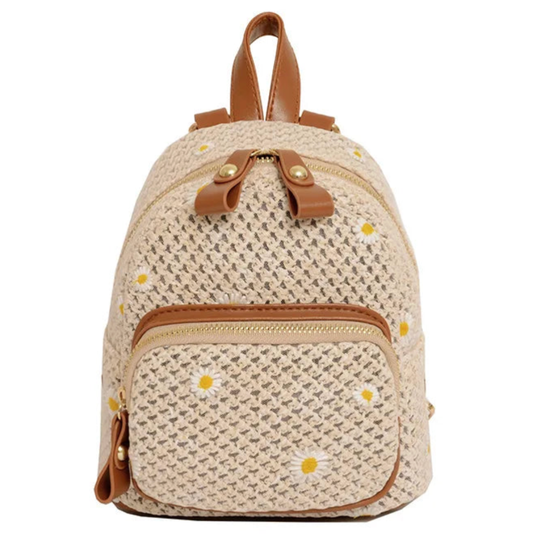 Handgeweven Stro Rugzak – Zomers, Compact & Elegant