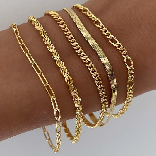 Armbanden Set | 5 Stuks | Goud | Verstelbaar | Stijlvol
