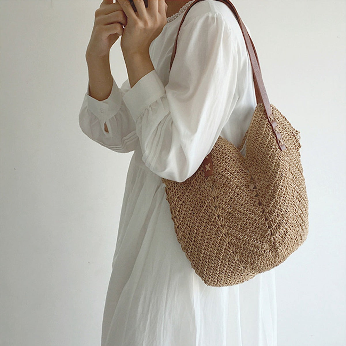 Straw Tote Bag Dames – Geweven Zomertas voor Strand en Vakantie