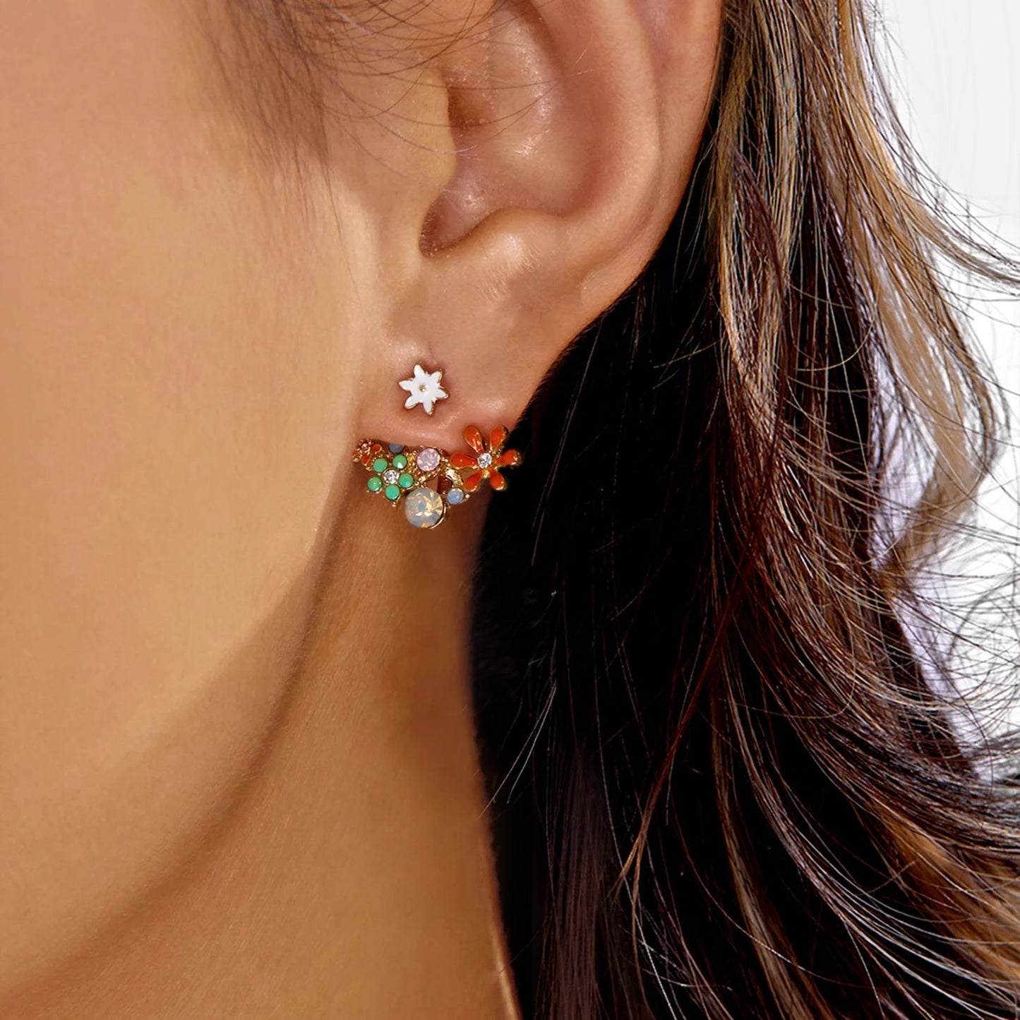 Bloem Oorbellen Dames | Elegant Dubbel Laags Design | Tijdloze Uitstraling