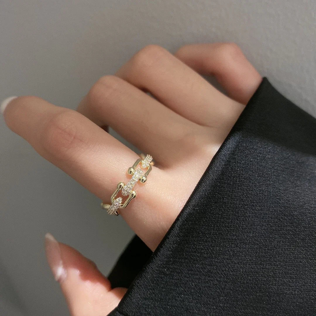18K Vergulde Open Ring met Diamant-Simulanten