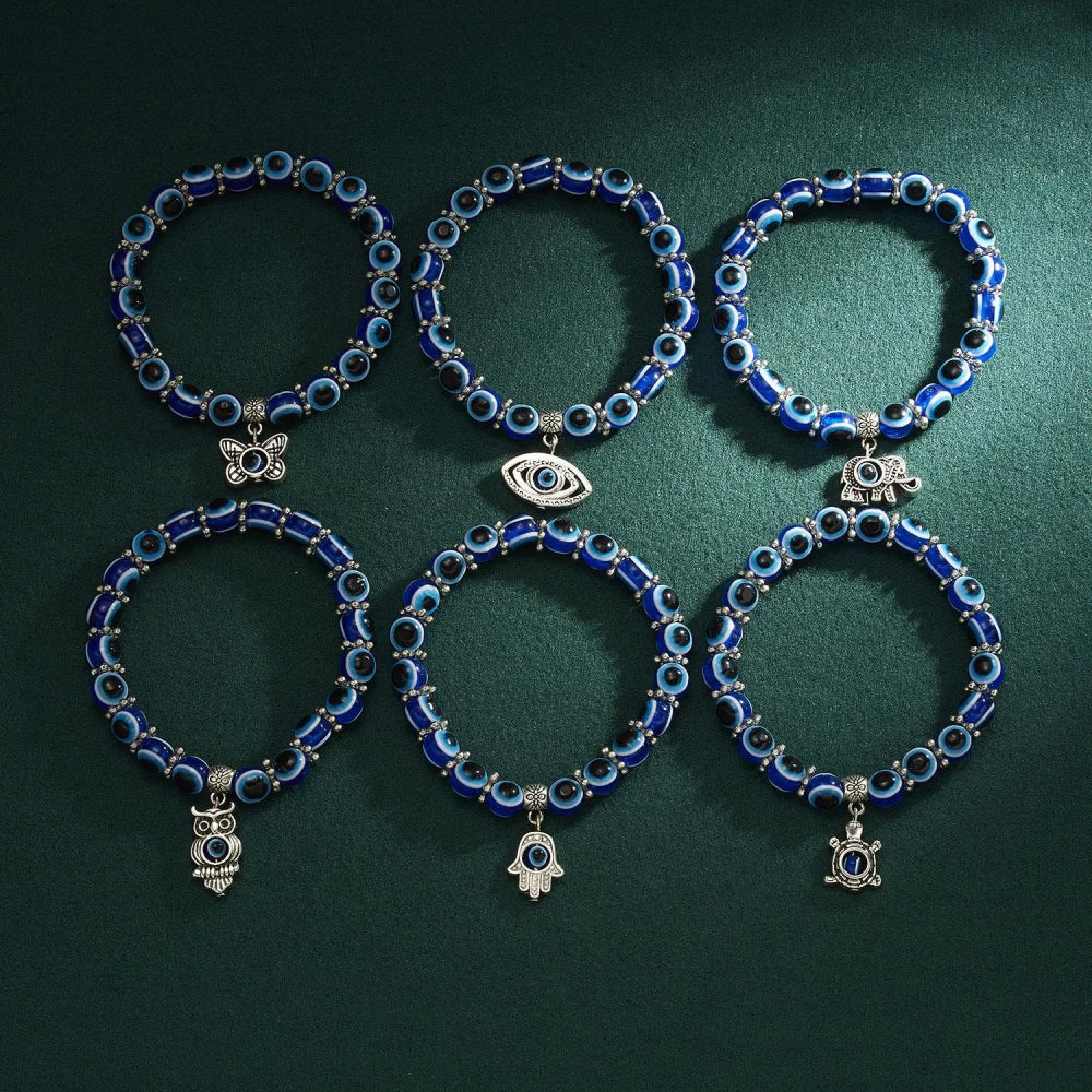 Beschermingsarmband met Blauwe Kralen & Hamsa Charm