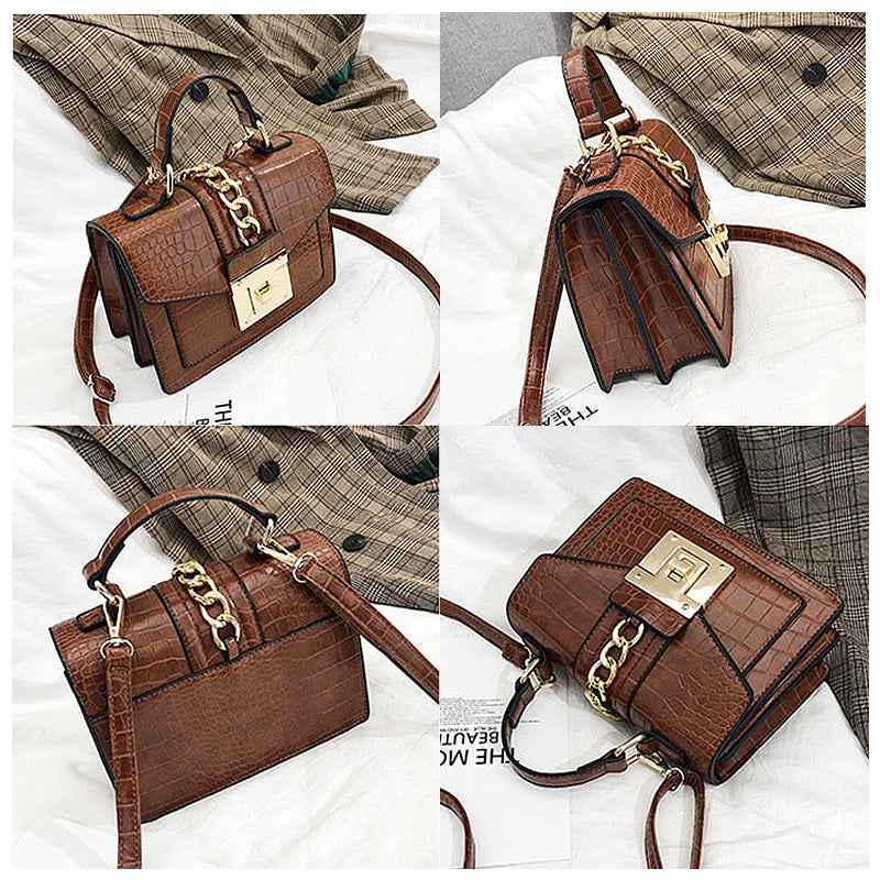 Designer Crossbody Handtas Dames – Snakeprint met Kettingsluiting