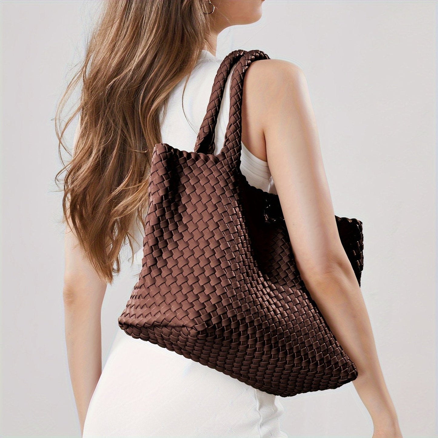 Geweven Dames Tote Bag – Luxe Handtas met Ruim Design