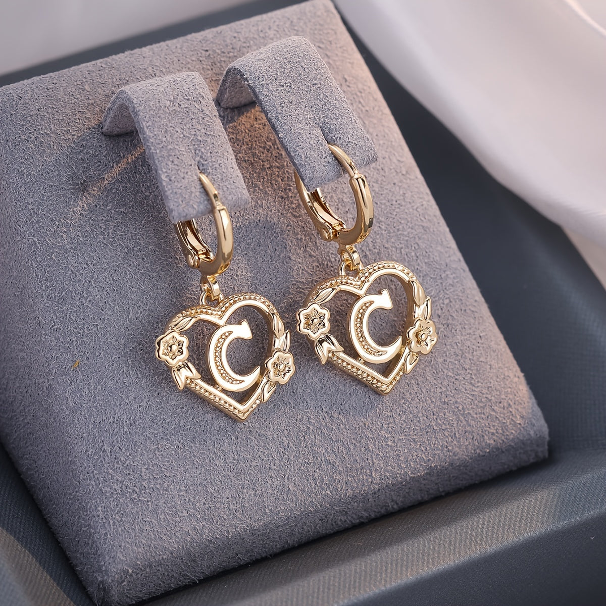 Oorbellen | Initial | Hartvorm | Dames | Cadeau