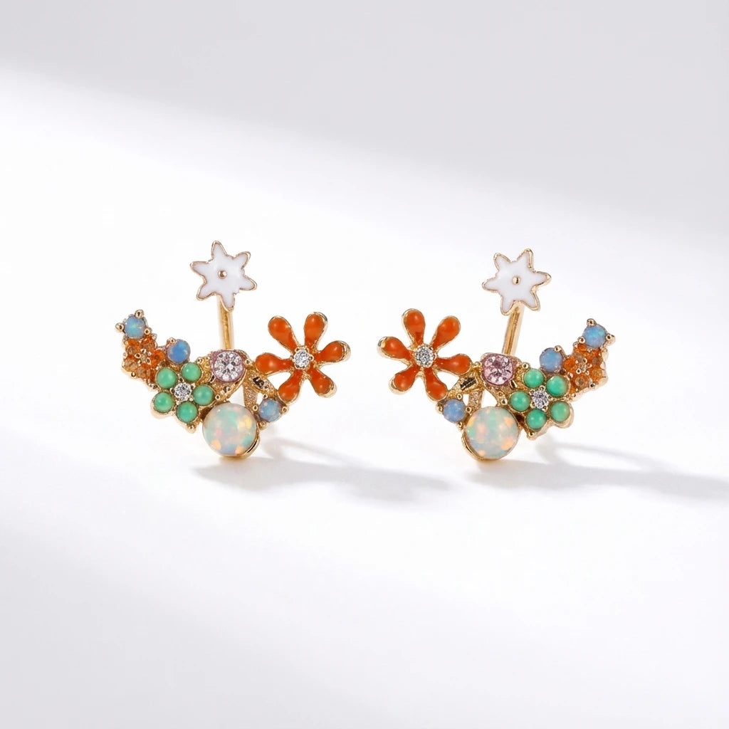 Bloem Oorbellen Dames | Elegant Dubbel Laags Design | Tijdloze Uitstraling