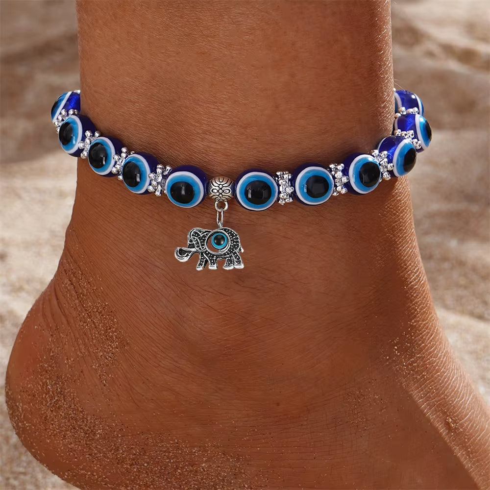 Beschermingsarmband met Blauwe Kralen & Hamsa Charm