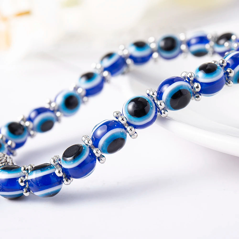 Beschermingsarmband met Blauwe Kralen & Hamsa Charm
