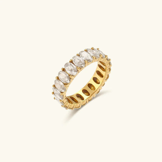 Luxe 18K Vergulde Ring met Ovale Diamant-Simulanten