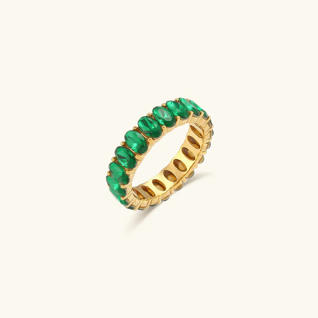 18k Goudgeel / Emerald / 8
