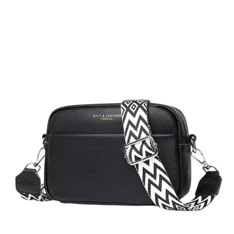 Trendy Crossbody Tas met Grafische Schouderband