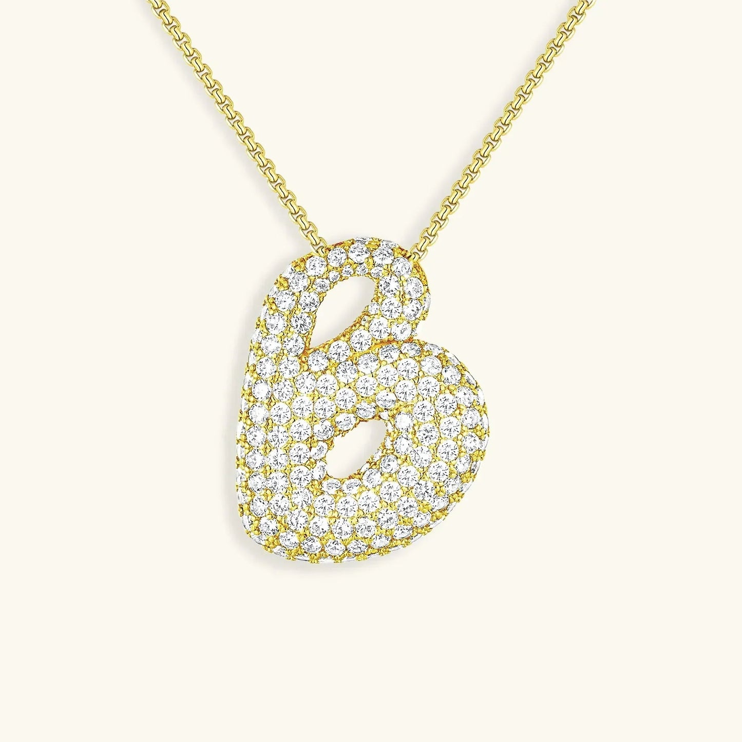 Initial Ketting Goudkleurig | Bubble Letter Hanger | Luxe Zirkonia Look