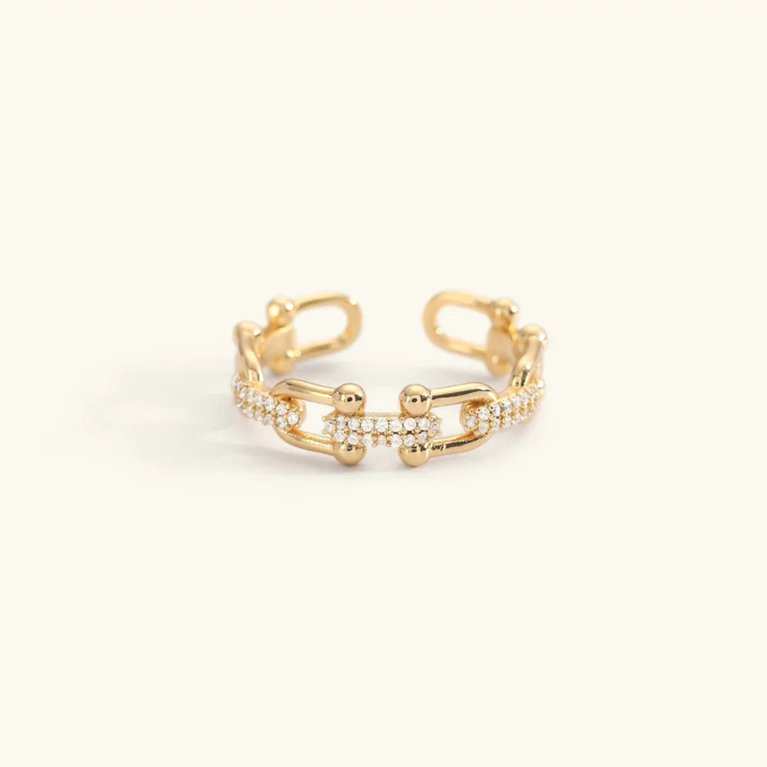 18K Vergulde Open Ring met Diamant-Simulanten