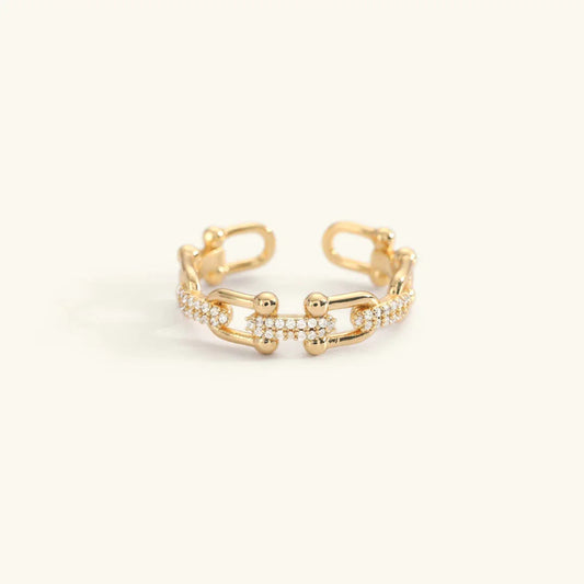 18K Vergulde Open Ring met Diamant-Simulanten