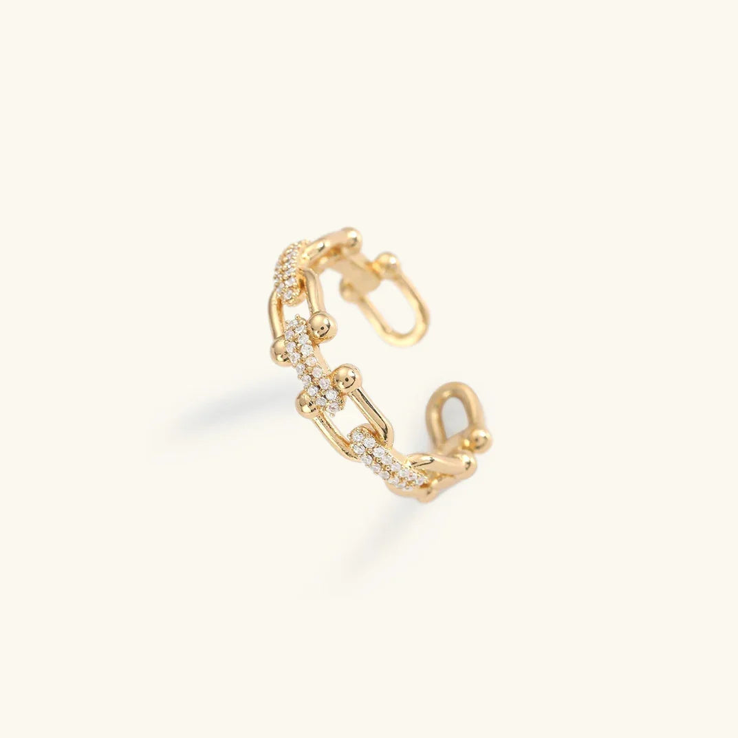 18K Vergulde Open Ring met Diamant-Simulanten