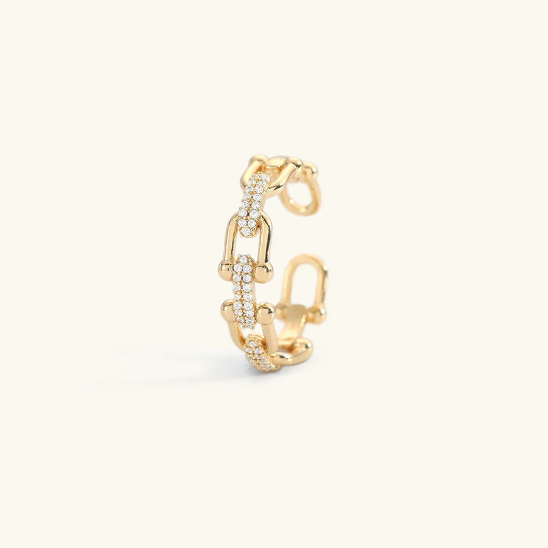 18K Vergulde Open Ring met Diamant-Simulanten