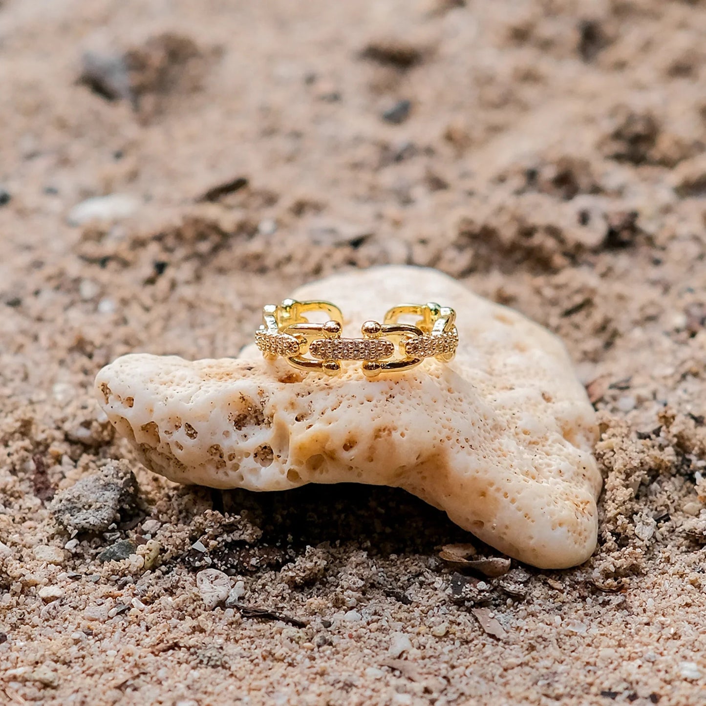 18K Vergulde Open Ring met Diamant-Simulanten