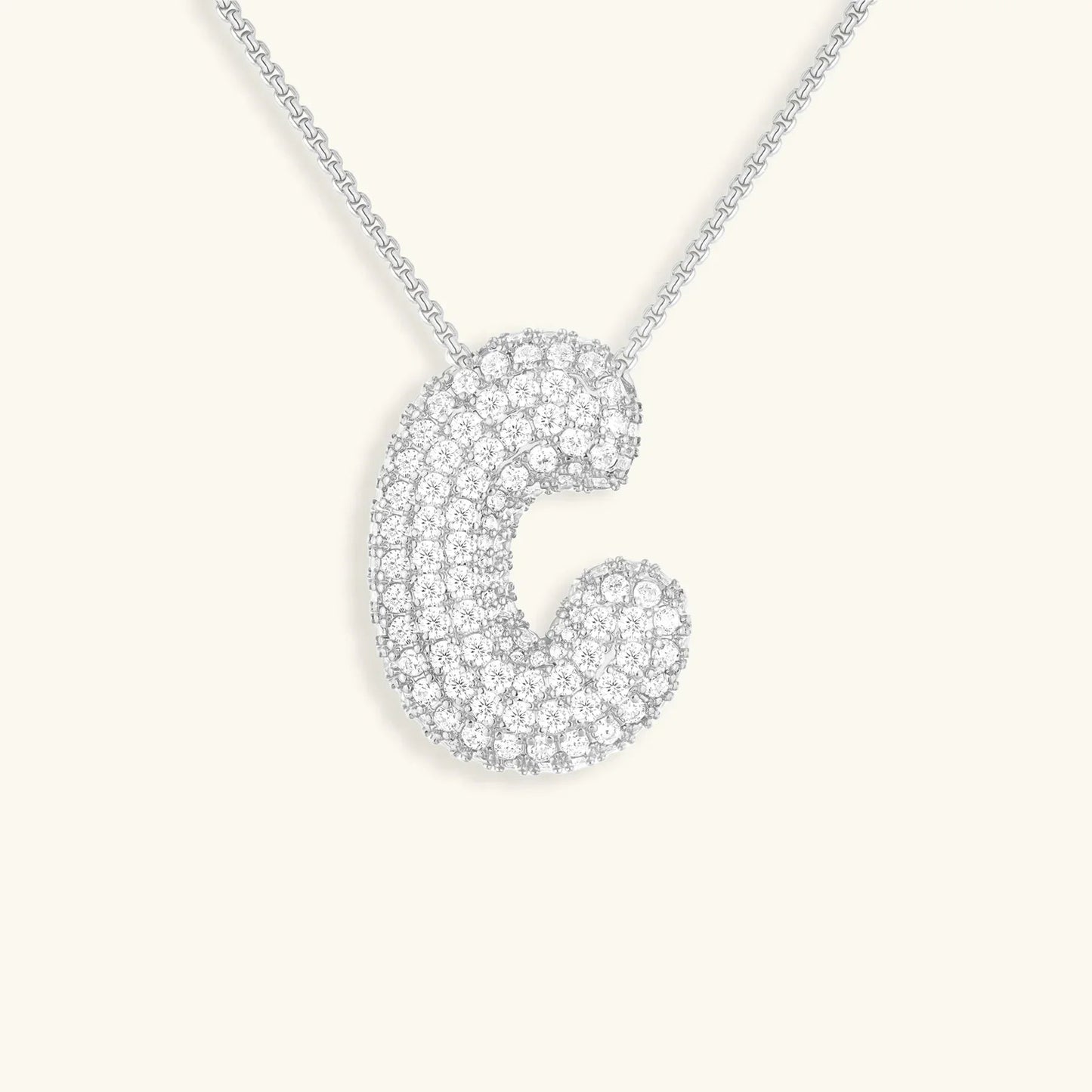 Initial Ketting Goudkleurig | Bubble Letter Hanger | Luxe Zirkonia Look