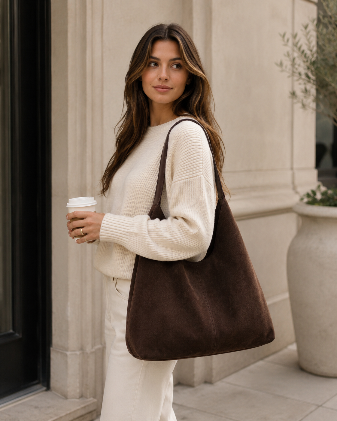 Luxe Shopper Tas Dames | Stijlvolle Vegan Suède Tote Bag