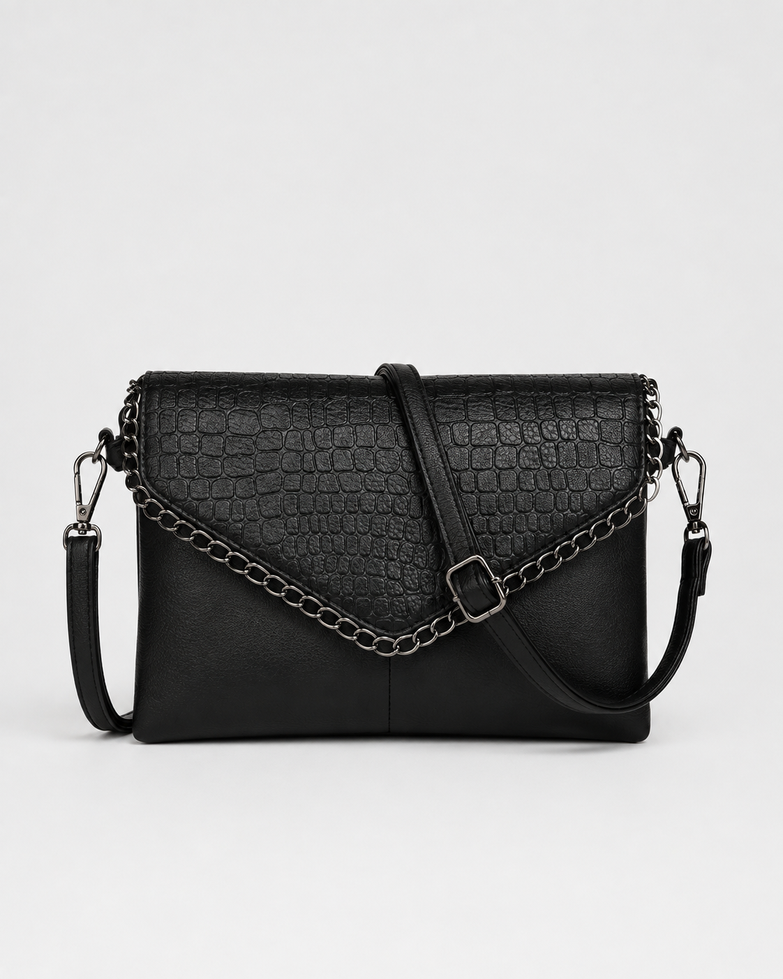 Zwarte Crossbodytas met Kettingdetail – Stijlvol & Veelzijdig