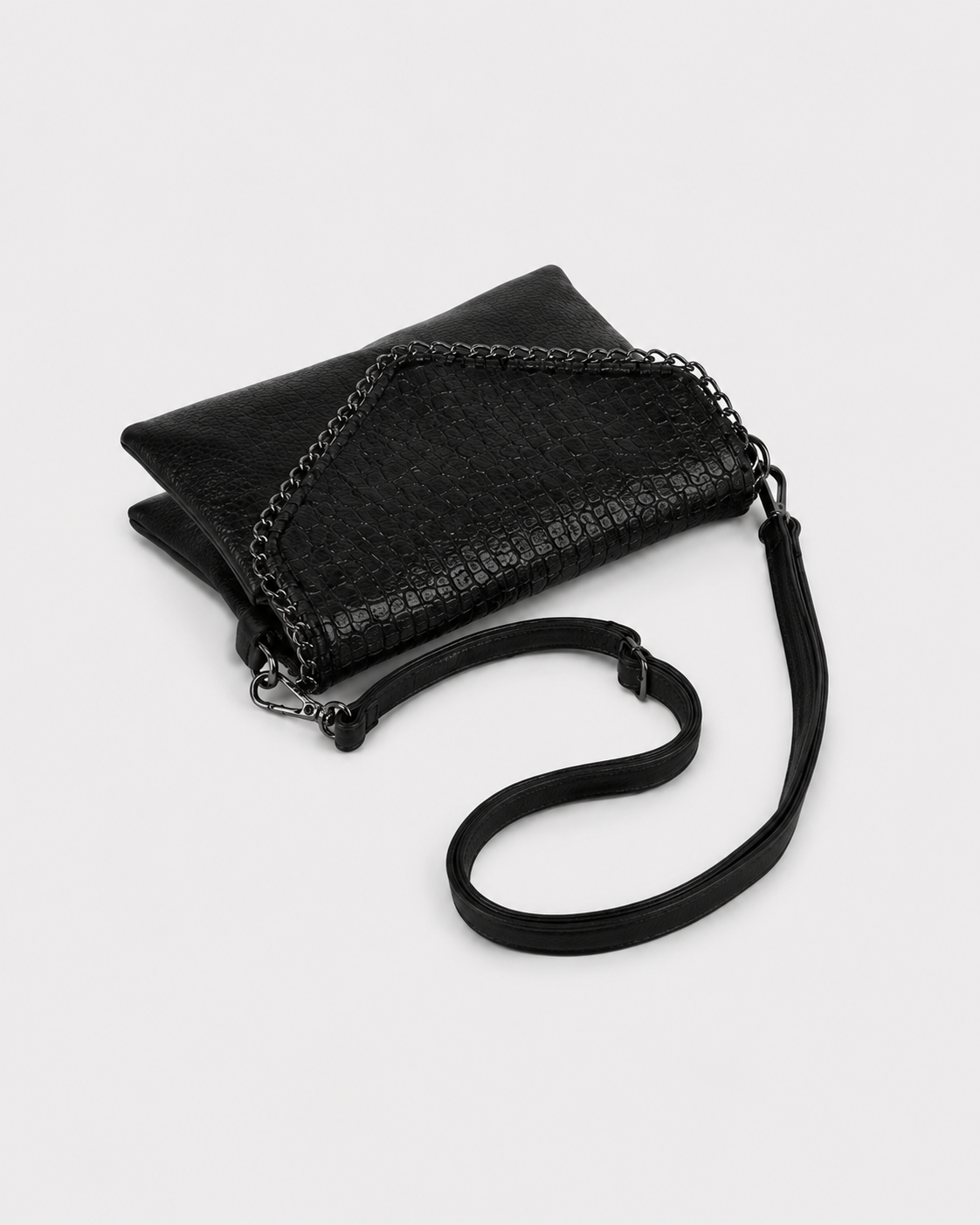 Zwarte Crossbodytas met Kettingdetail – Stijlvol & Veelzijdig