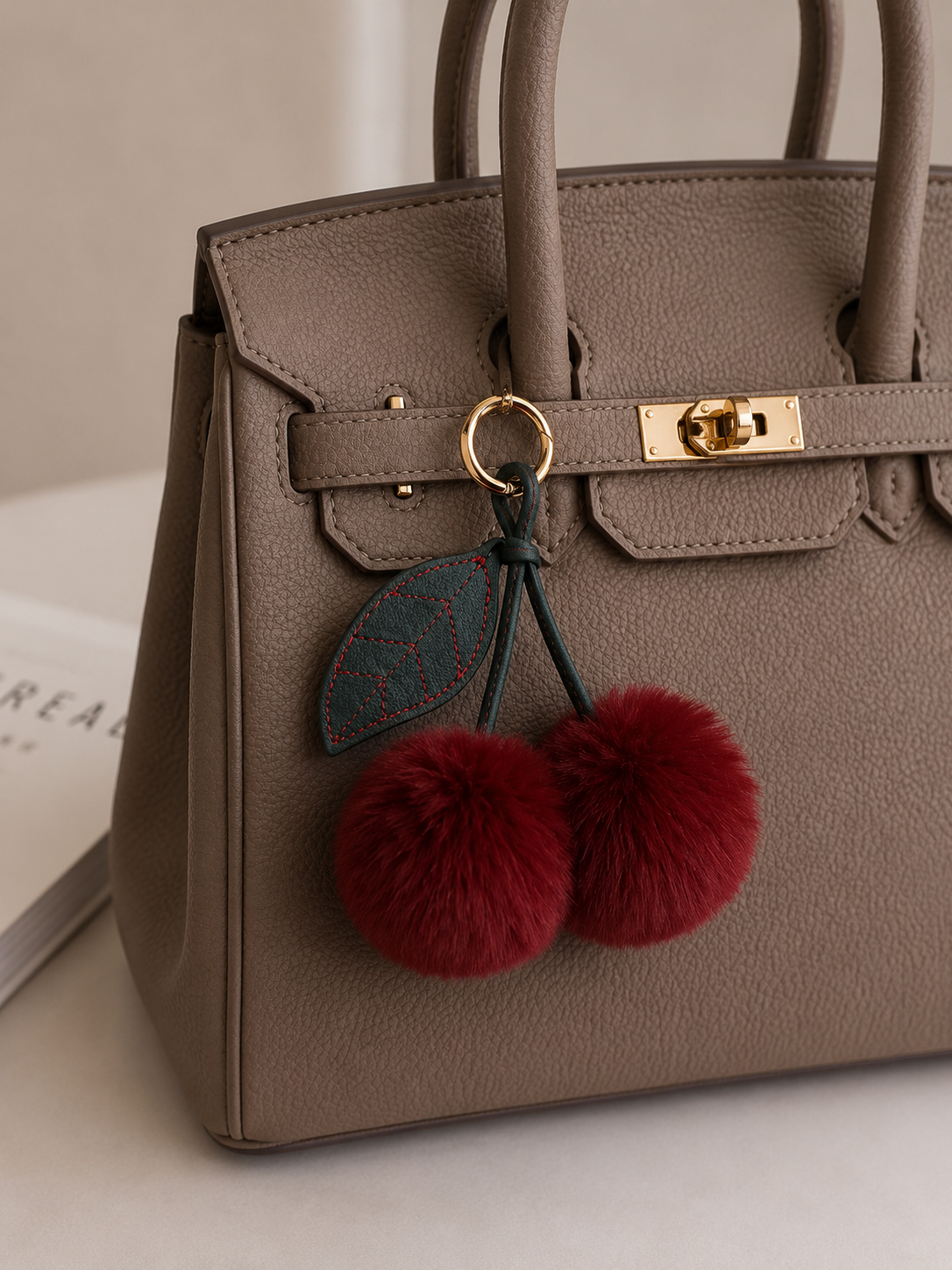 Cherry Pom Pom Bag Charm – Luxe Tashanger Dames