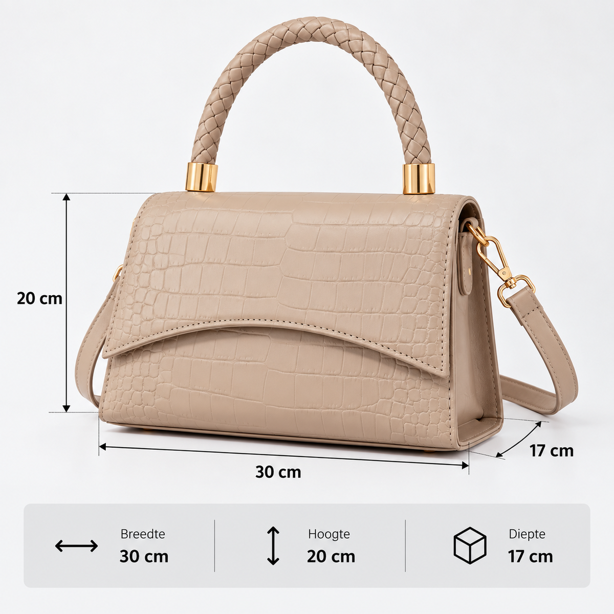 Schoudertas Dames | Croco Design | Elegant & Stijlvol