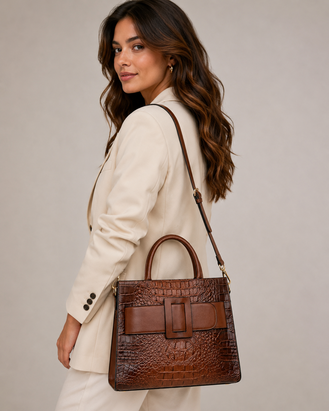 Designer Handtas in Croco Stijl – Chique en Praktisch voor Vrouwen