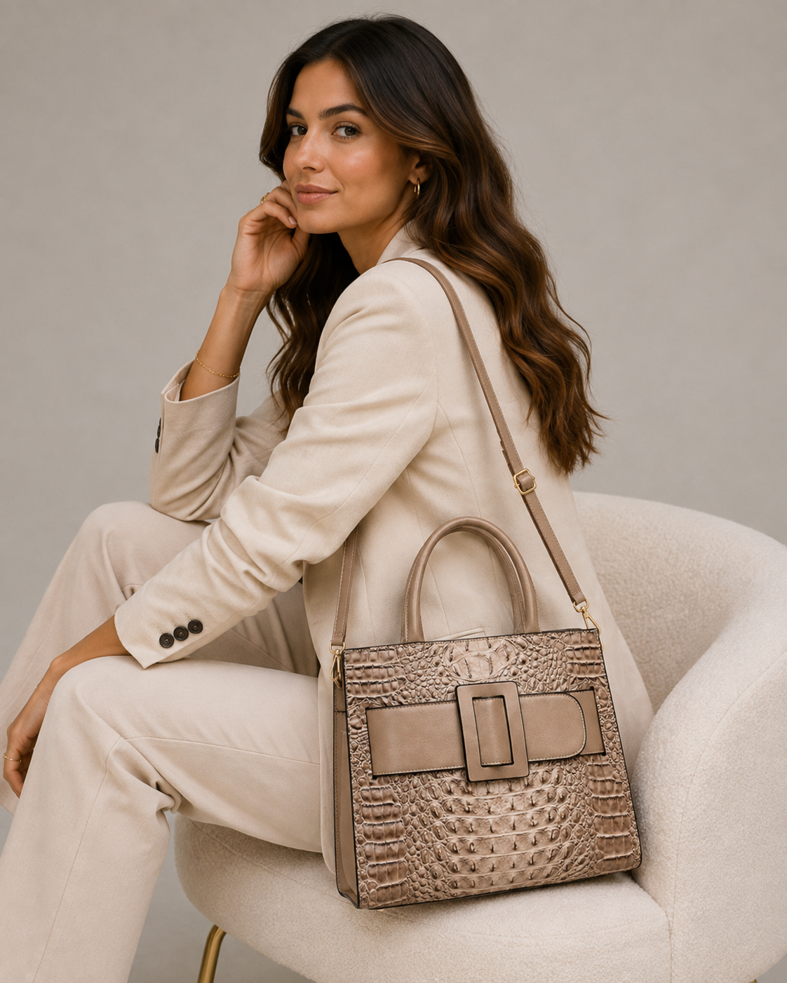 Designer Handtas in Croco Stijl – Chique en Praktisch voor Vrouwen