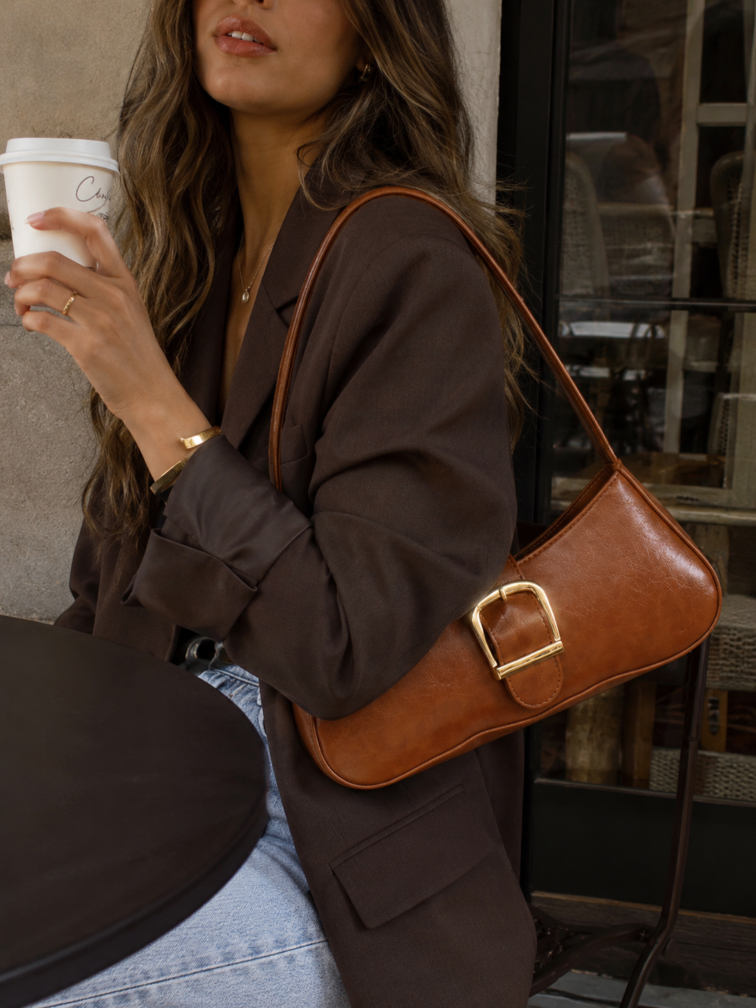 Baguette Tas Dames | Luxe Vintage Schoudertas | PU Leer