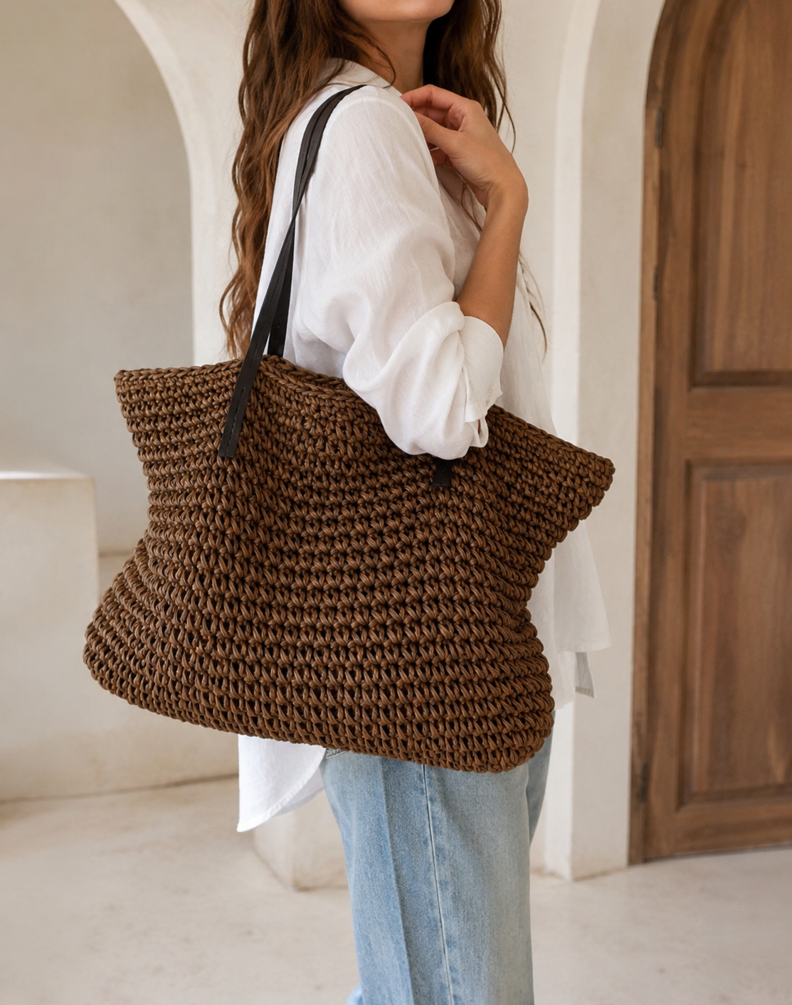 Strandtas | Gevlochten Boho Shopper | Grote Zomertas