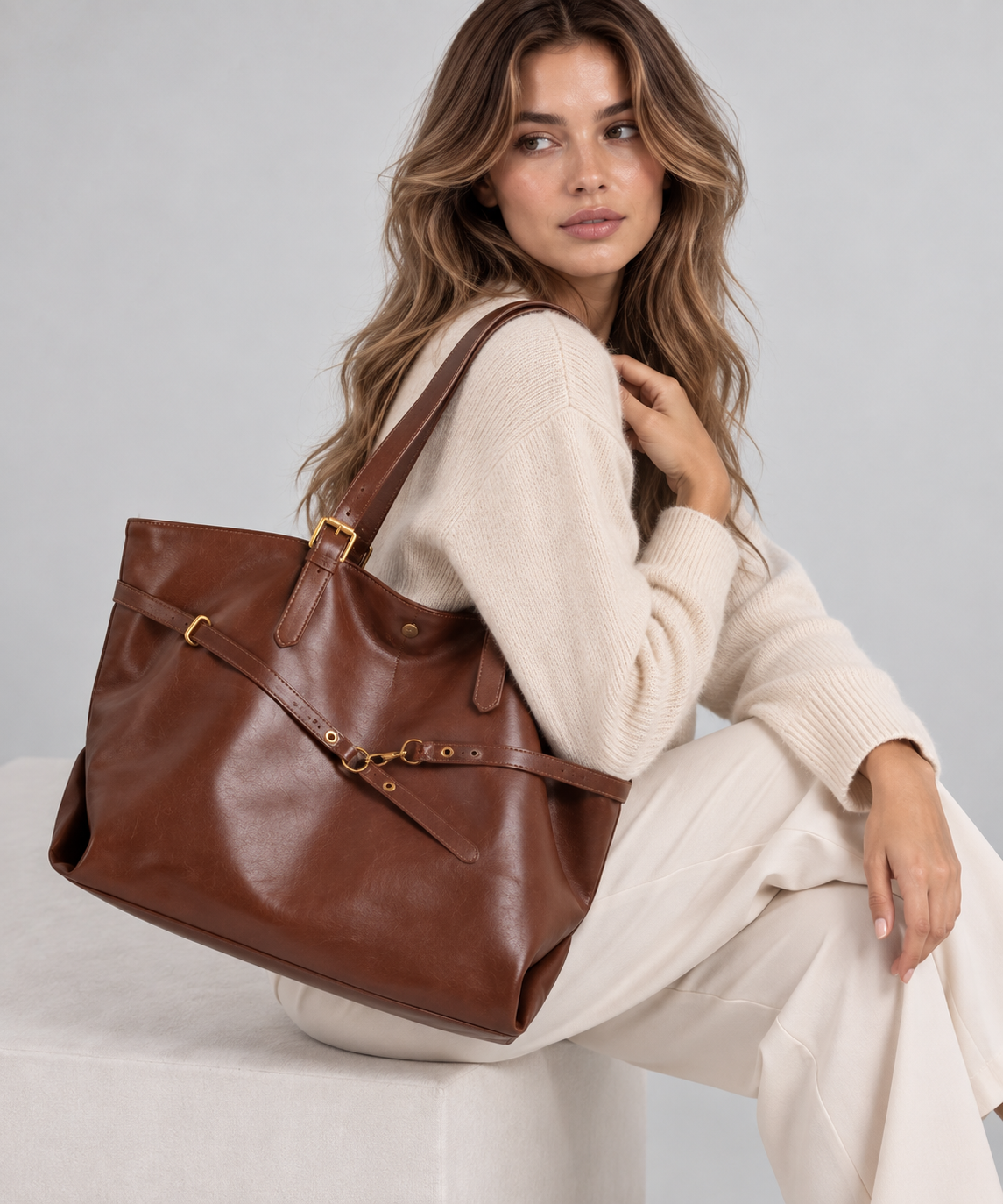 Tote Bag | Dames | Vegan Leer | Groot | Werk & Studie