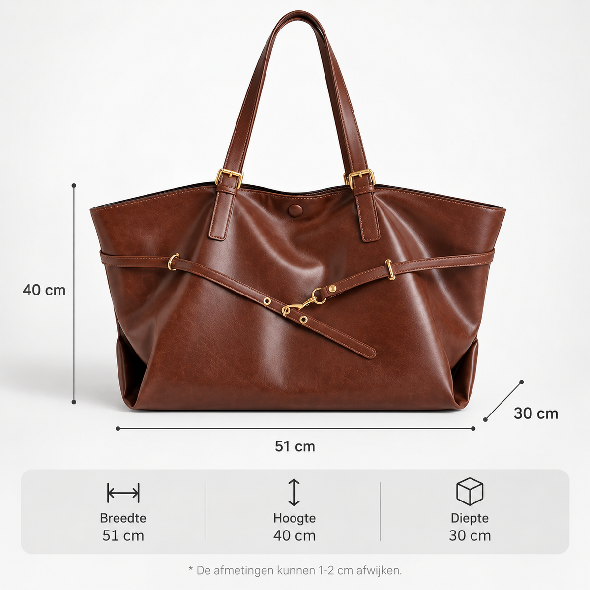 Tote Bag | Dames | Vegan Leer | Groot | Werk & Studie