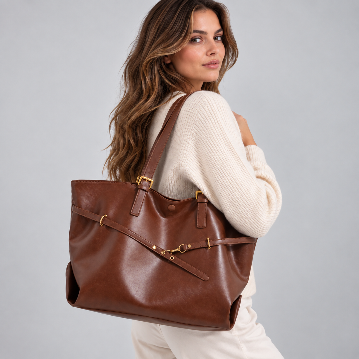 Tote Bag | Dames | Vegan Leer | Groot | Werk & Studie