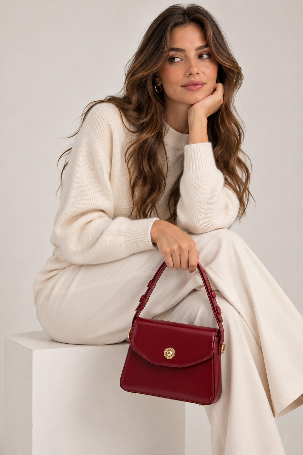 Crossbody tas | Dames | Rood | Compact | Gouden Details