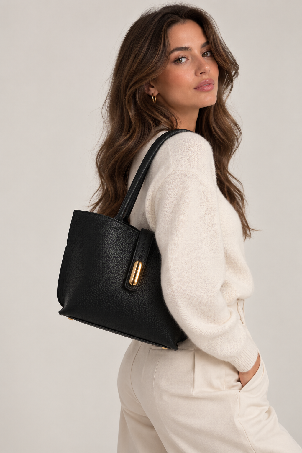 Handtas | Dames | Zwart | PU Leer | Gouden Details