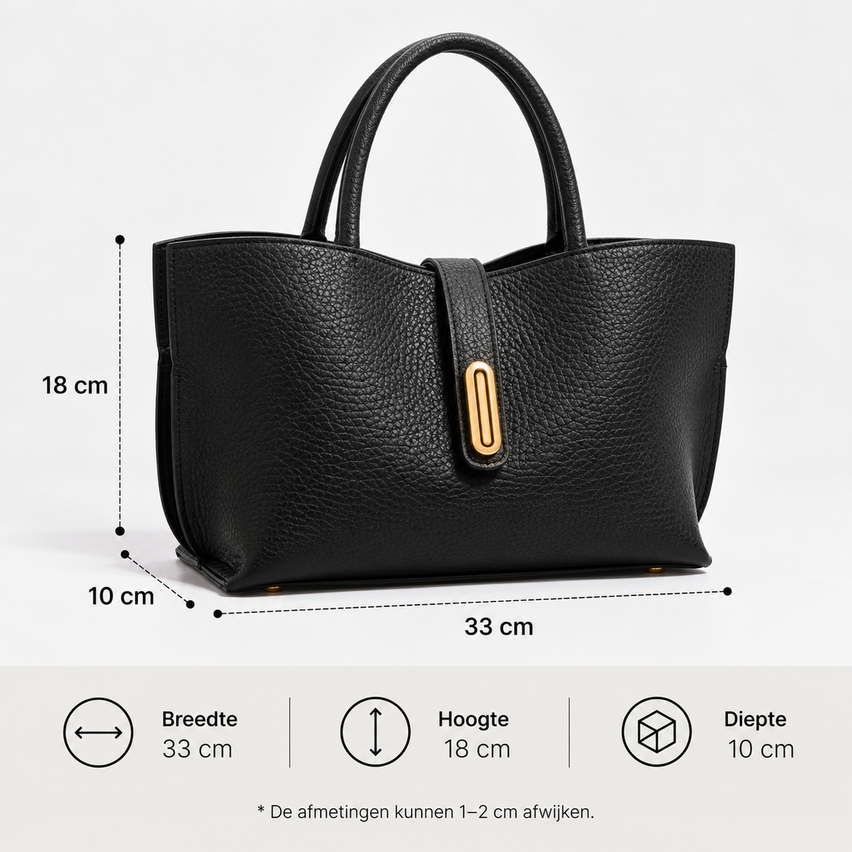 Handtas | Dames | Zwart | PU Leer | Gouden Details