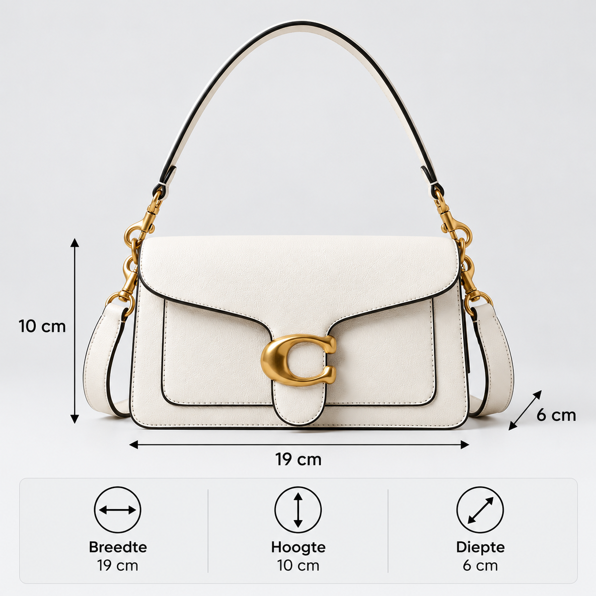 Handtas Dames | Goudkleurige Sluiting | Schouderband