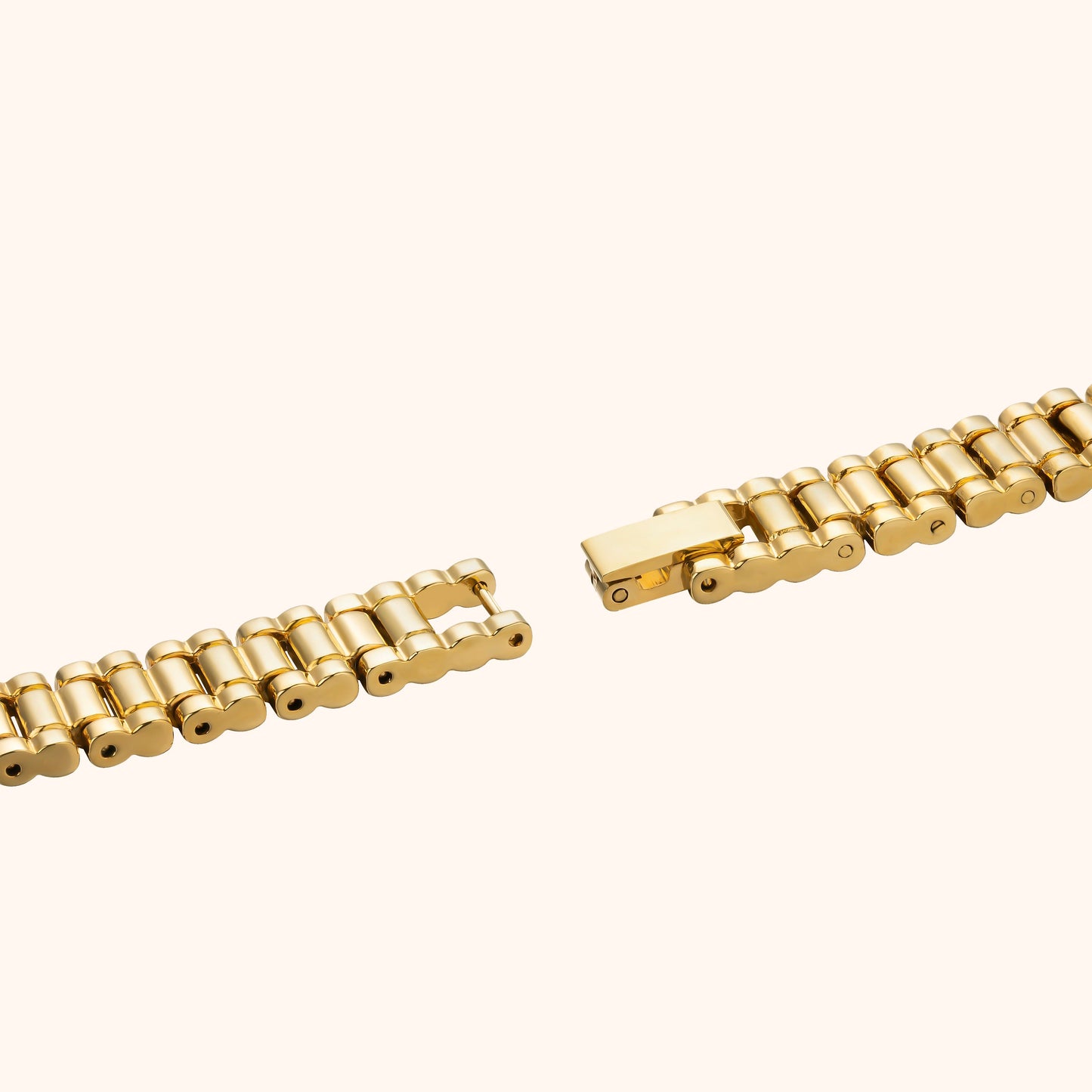 Elegant Dameshorloge Goud Rechthoekig Design met Parelwitte Wijzerplaat