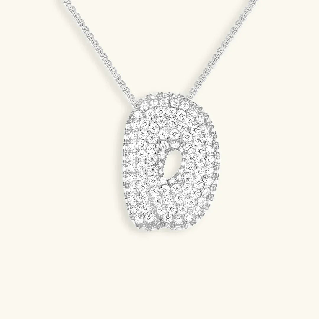 Initial Ketting Goudkleurig | Bubble Letter Hanger | Luxe Zirkonia Look