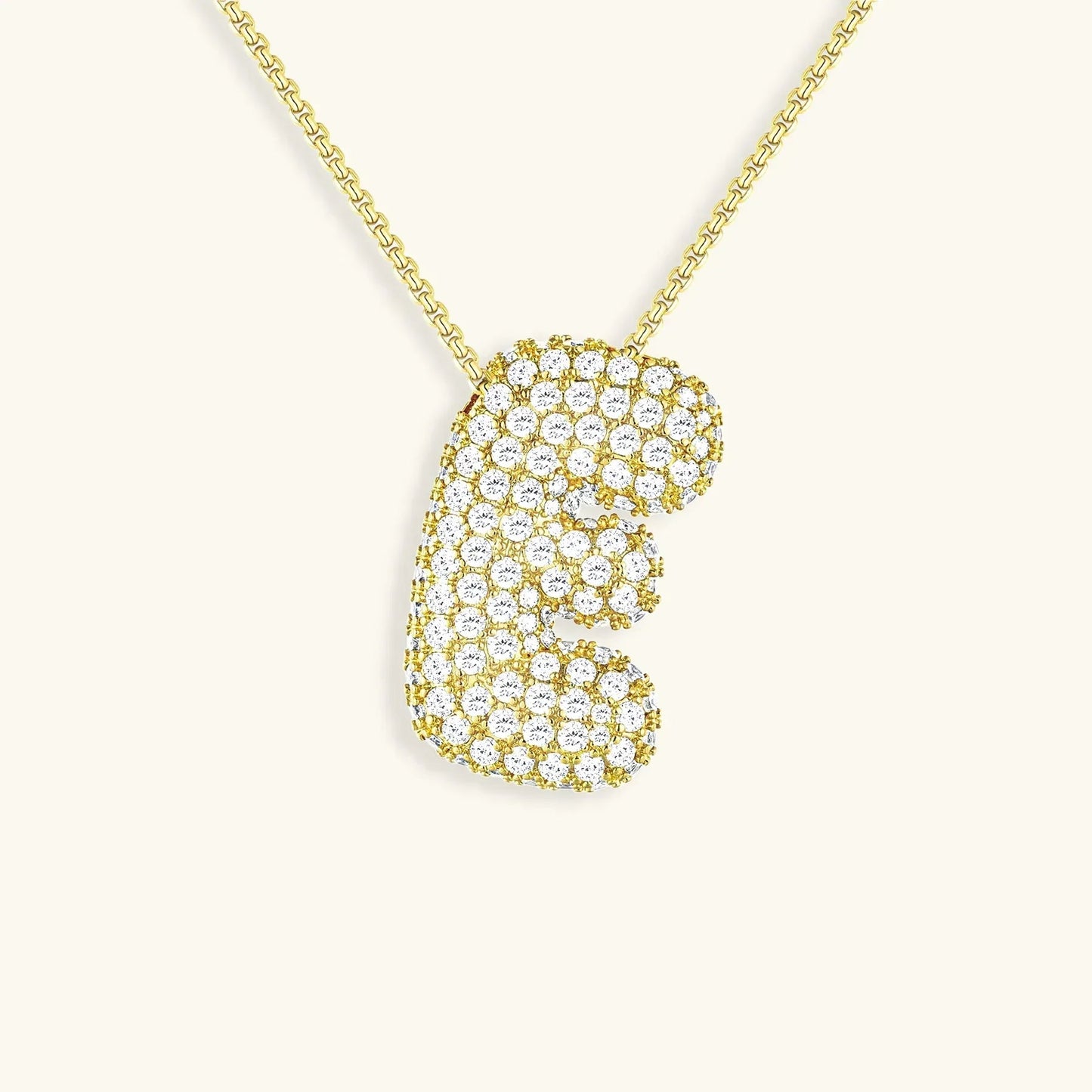 Initial Ketting Goudkleurig | Bubble Letter Hanger | Luxe Zirkonia Look