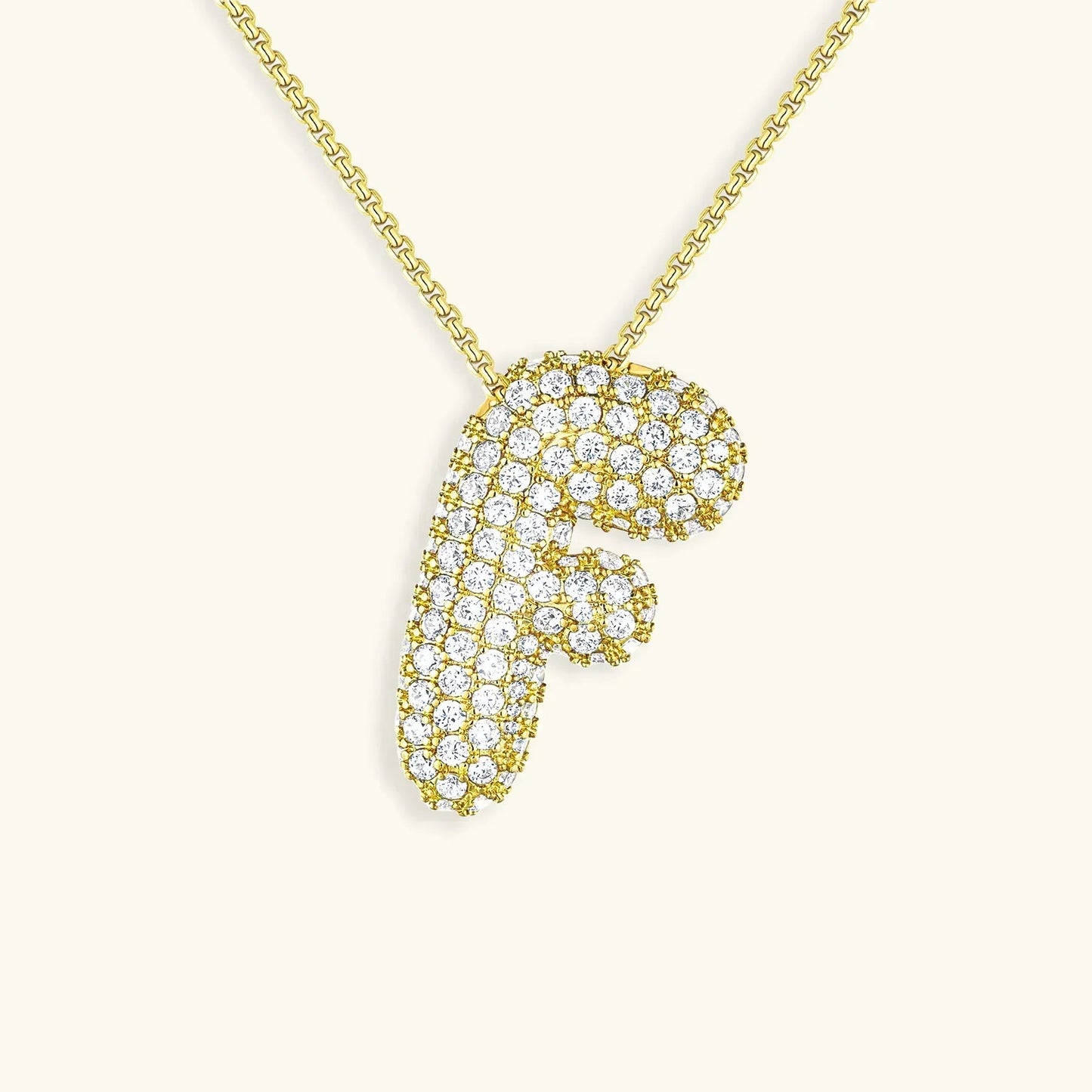 Initial Ketting Goudkleurig | Bubble Letter Hanger | Luxe Zirkonia Look