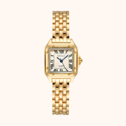 Vierkant Dameshorloge met Romeinse Cijfers – Elegant Quartz Design