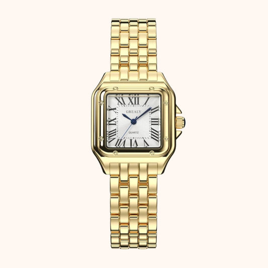 Grealy RVS Horloge – Goudkleurig Vintage Quartz Horloge