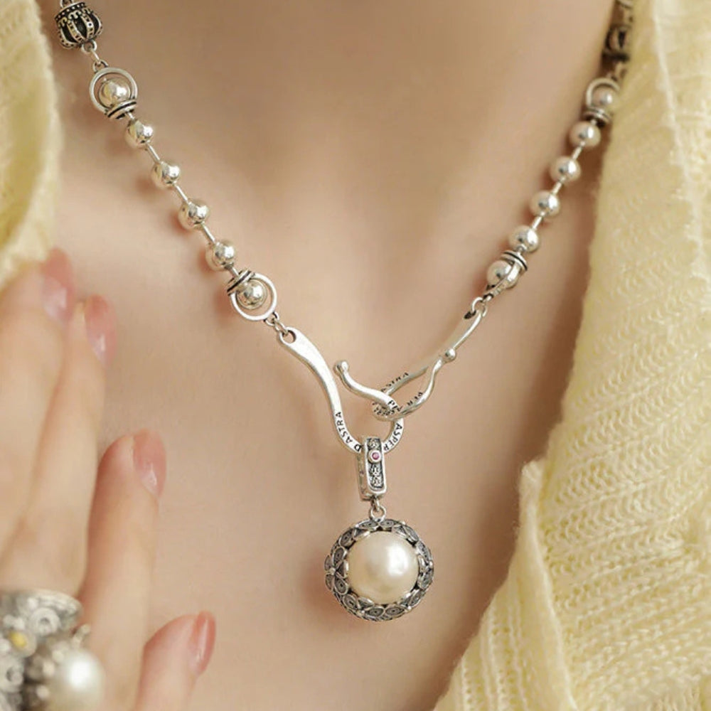 Vintage Parel Hanger Ketting van Sterling Zilver – Tijdloos & Luxe