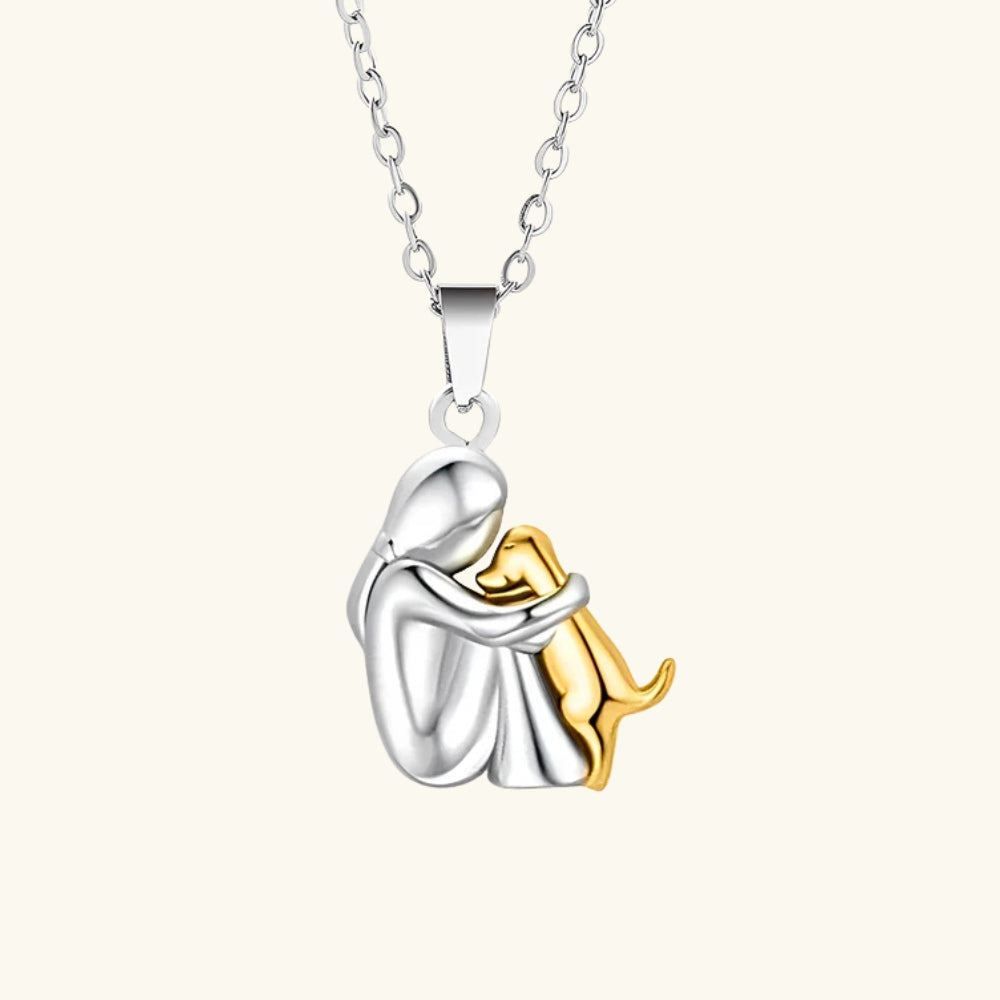 Hondenliefde Ketting – Hanger met Mens & Hond Omhelzing