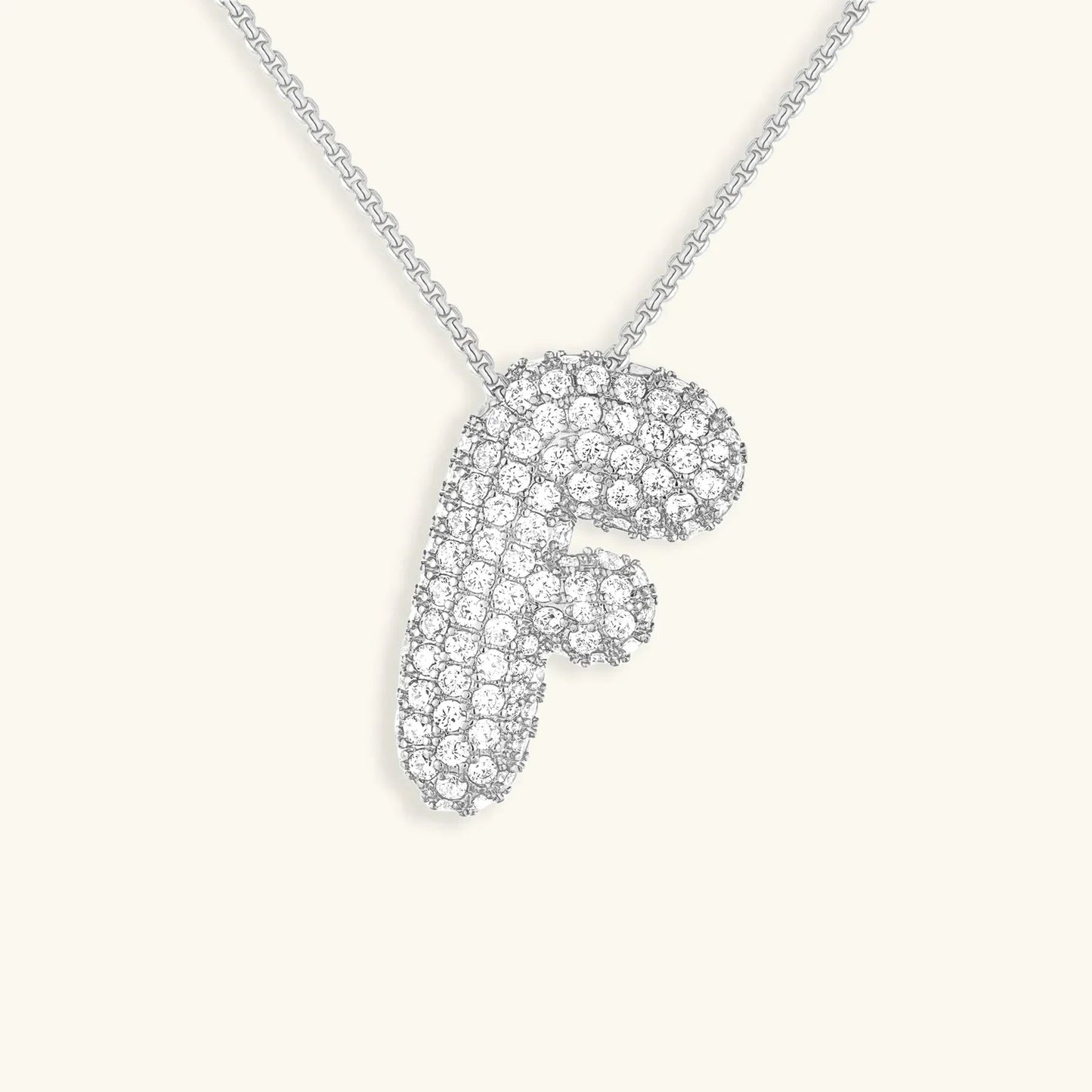 Initial Ketting Goudkleurig | Bubble Letter Hanger | Luxe Zirkonia Look