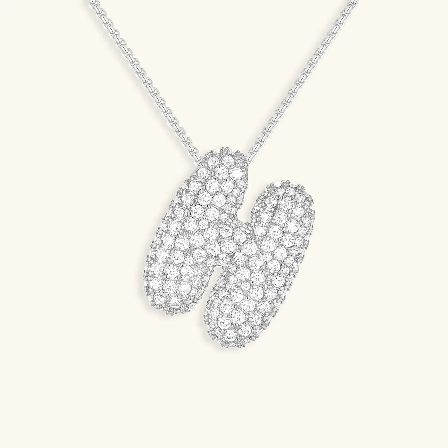 Initial Ketting Goudkleurig | Bubble Letter Hanger | Luxe Zirkonia Look